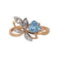 Золото кольцо  голубой топаз с фианитами Ювелирная компания МАБЭ