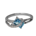 Серебро кольцо голубой топаз,  фианиты. Ювелирная компания 