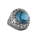 Перстень, серебро, голубой топаз, фианиты. Ювелирная компания 