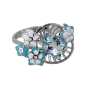 Кольцо, серебро, голубой топаз, эмаль, фианиты, Ювелирная компания SOKOLOV